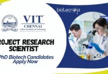 VIT Project Research Scientist Job – PhD Biotech Candidates Apply Now 