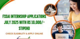FSSAI Internship Applications July 2025 With Rs 10,000/- Stipend