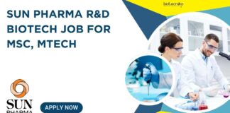 Sun Pharma R&D Biotech Job For MSc, MTech - Apply Online