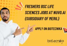 Freshers BSc Life Sciences Jobs at Nuvo.AI