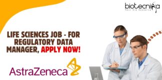 Life Sciences Job - For Regulatory Data Manager, Apply Now!