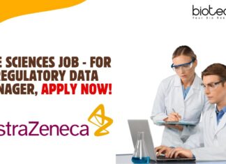 Life Sciences Job - For Regulatory Data Manager, Apply Now!
