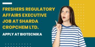 Freshers Regulatory Affairs Job at Sharda Cropchem Ltd