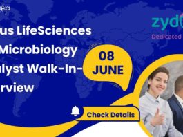 Zydus LifeSciences QC Microbiology Analyst Walk-In-Interview 