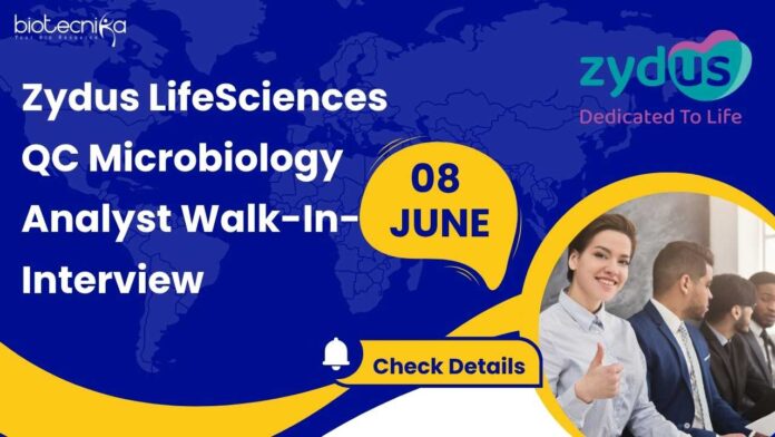 Zydus LifeSciences QC Microbiology Analyst Walk-In-Interview 
