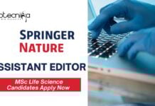 Assistant Editor Job Role at Springer Nature |MSc Life Science Candidates Apply Now