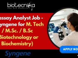 Syngene BSc Biotech Jobs - MSc, MTech Apply Online