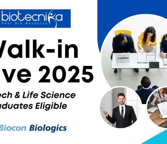 Biocon Walk-in Drive Bengaluru 2025 – Biotech & Life Science Graduates Eligible 