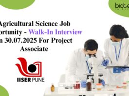 Agricultural Science Job Opportunity - Walk-In Interview on 30.07.2025 For Project Associate