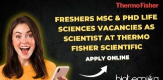 Freshers MSc & PhD Life Sciences Vacancies