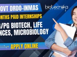 DRDO 6 Months Paid Internships Life Sciences