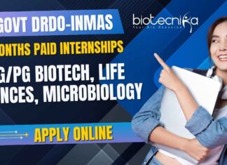 DRDO 6 Months Paid Internships Life Sciences