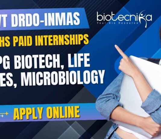 DRDO 6 Months Paid Internships Life Sciences