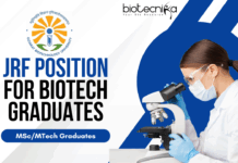 JRF Position at GBU for Biotech Graduates