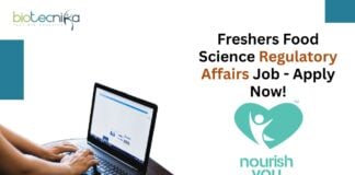 Freshers Food Science Regulatory Affairs Job - Apply Now!