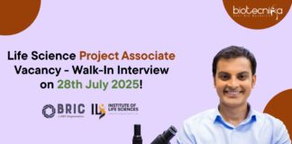 Life Science Project Associate Vacancy - Walk-In Interview on 28th July 2025!