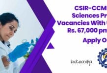 CCMB Project Recruitment 2025