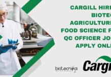 BSc Biotechnology Job Opening
