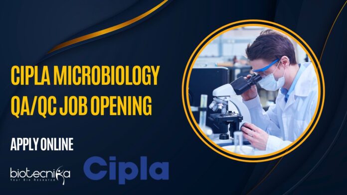 Cipla Microbiology QA/QC Job Opening
