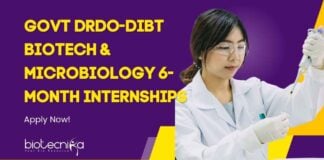 Biotech & Microbiology Internships at DRDO-DIBT