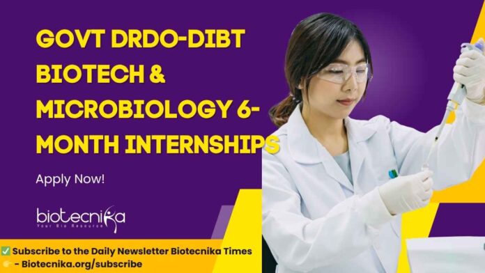 Biotech & Microbiology Internships at DRDO-DIBT