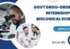 DRDO-DRDE Paid Internships For Biological Sciences