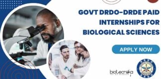 DRDO-DRDE Paid Internships For Biological Sciences