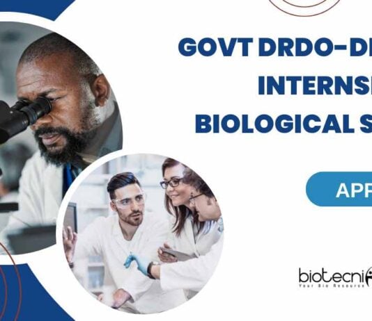 DRDO-DRDE Paid Internships For Biological Sciences