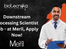Downstream Processing Scientist Job - at Meril