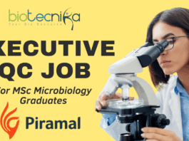 Executive QC Job at Piramal for MSc Microbiology Graduates