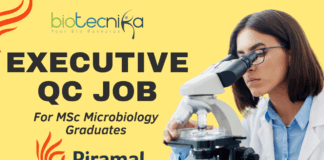 Executive QC Job at Piramal for MSc Microbiology Graduates