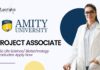 Research Project Associate Job Role at Amity l MSc Life Science Graduates Apply