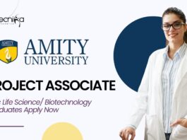 Research Project Associate Job Role at Amity l MSc Life Science Graduates Apply