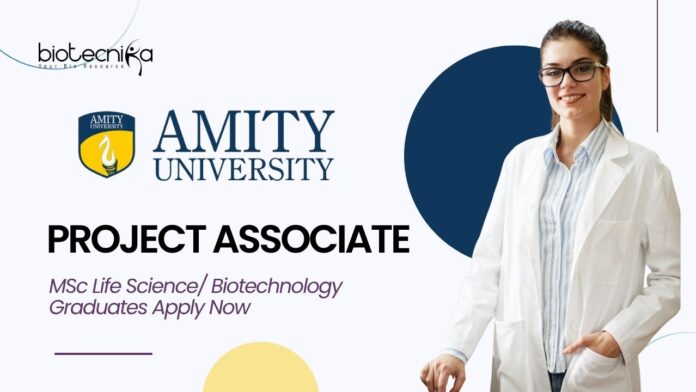 Research Project Associate Job Role at Amity l MSc Life Science Graduates Apply
