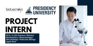 Fresher's Life Science Intern Job – Apply Now at Presidency University Kolkata