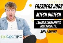 Freshers MTech Biotech Jobs at Lambda