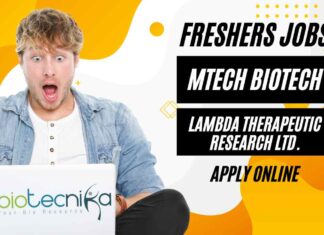 Freshers MTech Biotech Jobs at Lambda
