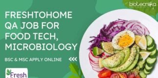 FreshToHome QA Job For Food Tech, Microbiology