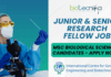 ICGEB Junior Senior Research Fellow Job MSc Biological SciencesChemistry Apply by 10 July 2025