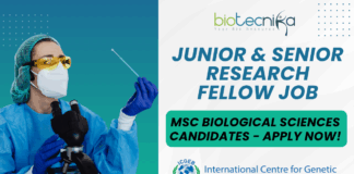 ICGEB Junior Senior Research Fellow Job MSc Biological SciencesChemistry Apply by 10 July 2025