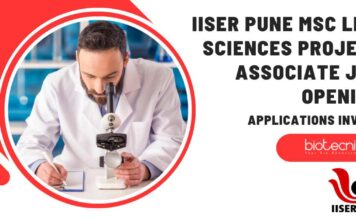 MSc Biotechnology Project Job Openings