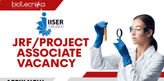 JRF Project Vacancy at IISER Thirupati
