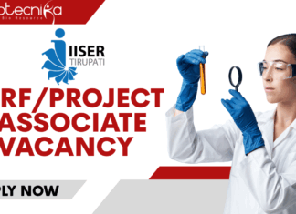 JRF Project Vacancy at IISER Thirupati