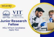 JRF Job at VIT | MSc/ MTech Candidates Apply Now for Nanobiotech Research  