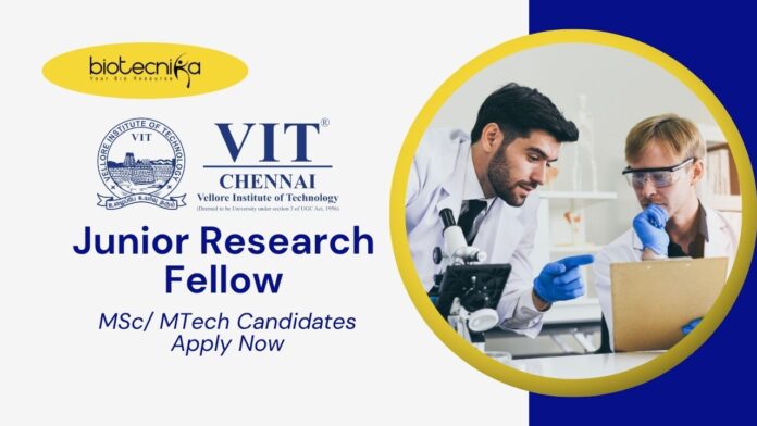 JRF Job at VIT | MSc/ MTech Candidates Apply Now for Nanobiotech Research  