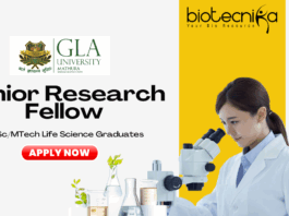 JRF Position Vacancy at GLA University - MSc/MTech Life Science Graduates Apply Now