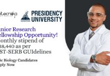 JRF Vacancy for MSc Biology Candidates at Presidency University, Apply Now