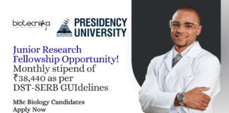 JRF Vacancy for MSc Biology Candidates at Presidency University, Apply Now
