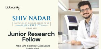 Junior Research Fellow at Shiv Nadar University | MSc Life Science Graduates Apply Now