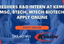 Freshers R&D Intern at Kemin